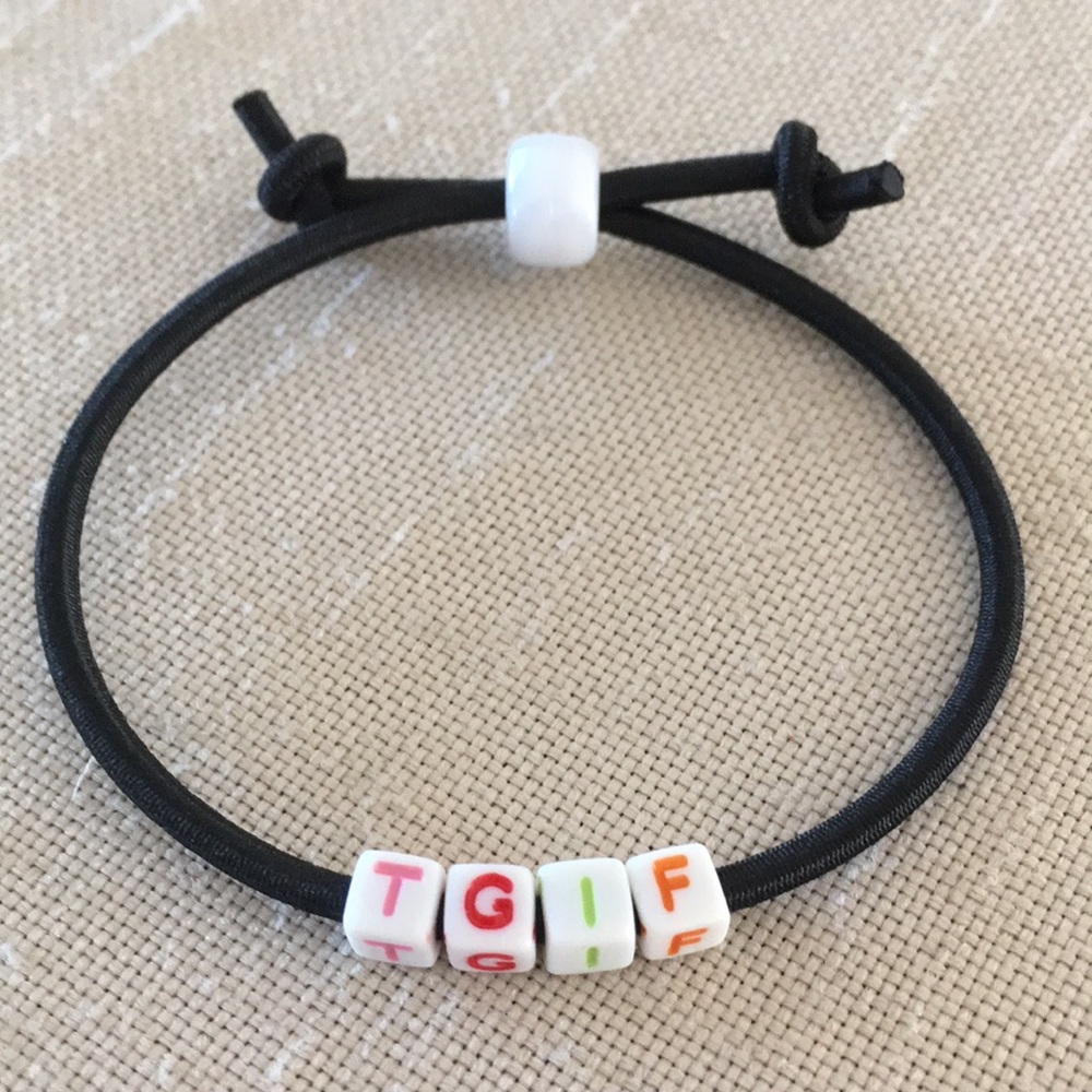 Hand Crafted TGIF Adjustable Bracelet Handmade Multicolored Acronym
